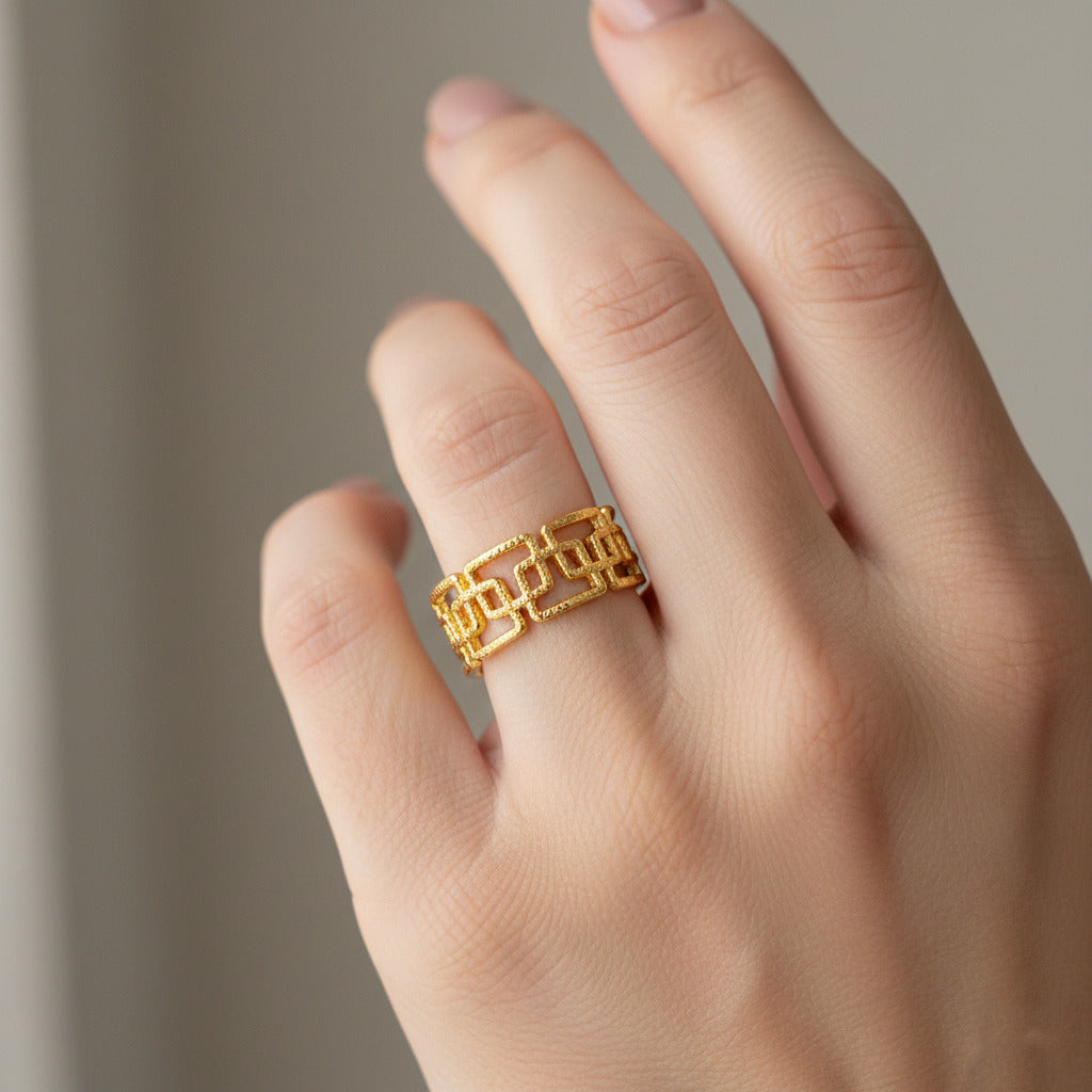 Rectangular Laps Adjustable Ring