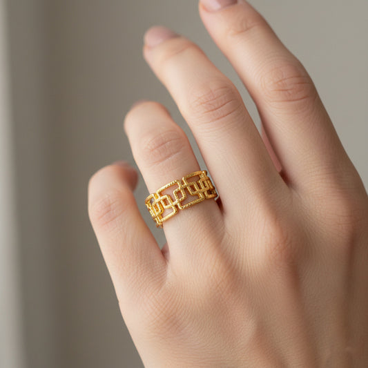 Rectangular Laps Adjustable Ring