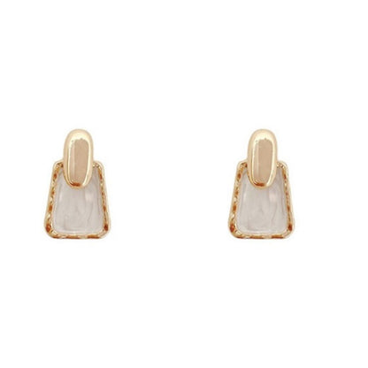 Box White Stud Earrings