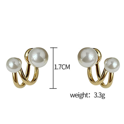 2 in 1 Elegant Double Pearl Stud Earrings