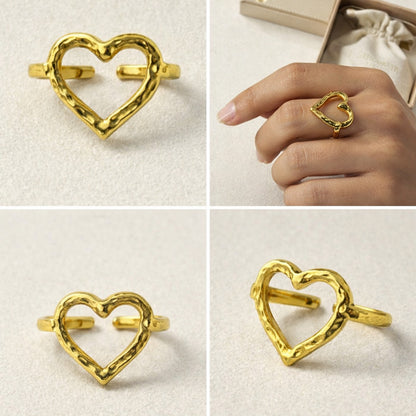 Curvy Heart Adjustable Ring