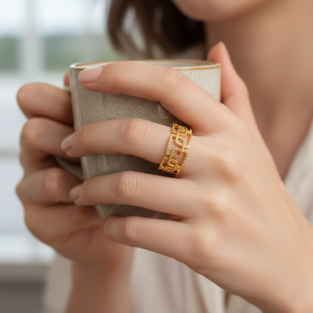 Rectangular Laps Adjustable Ring