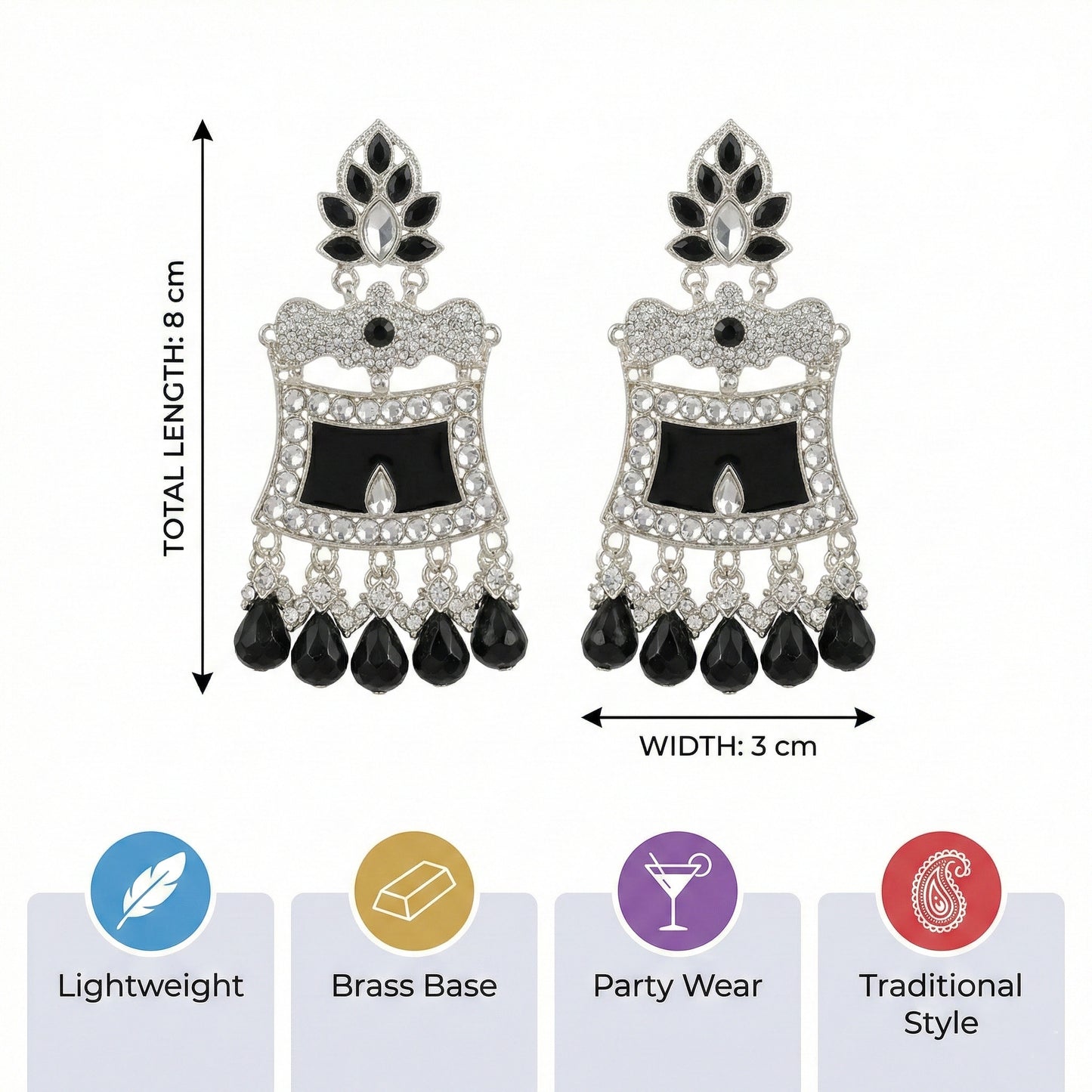 Black Jhumki Traditional Earrings