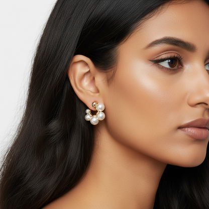 5 Joint Pearl Hoop Earrings