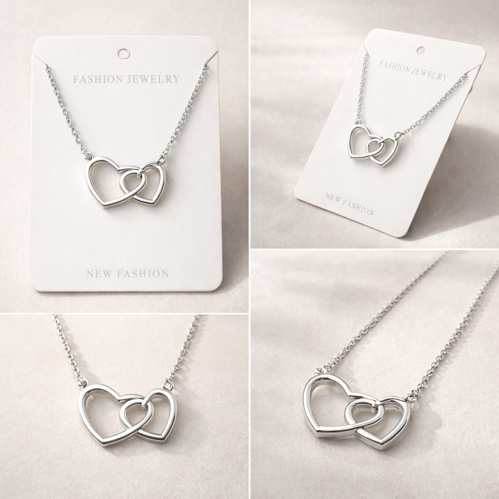 Silver Double Heart Necklace