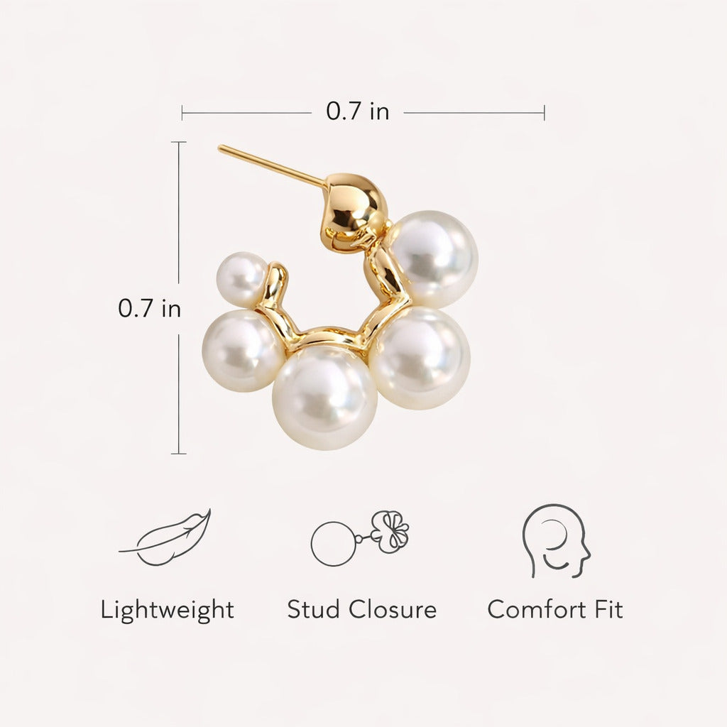 5 Joint Pearl Hoop Earrings