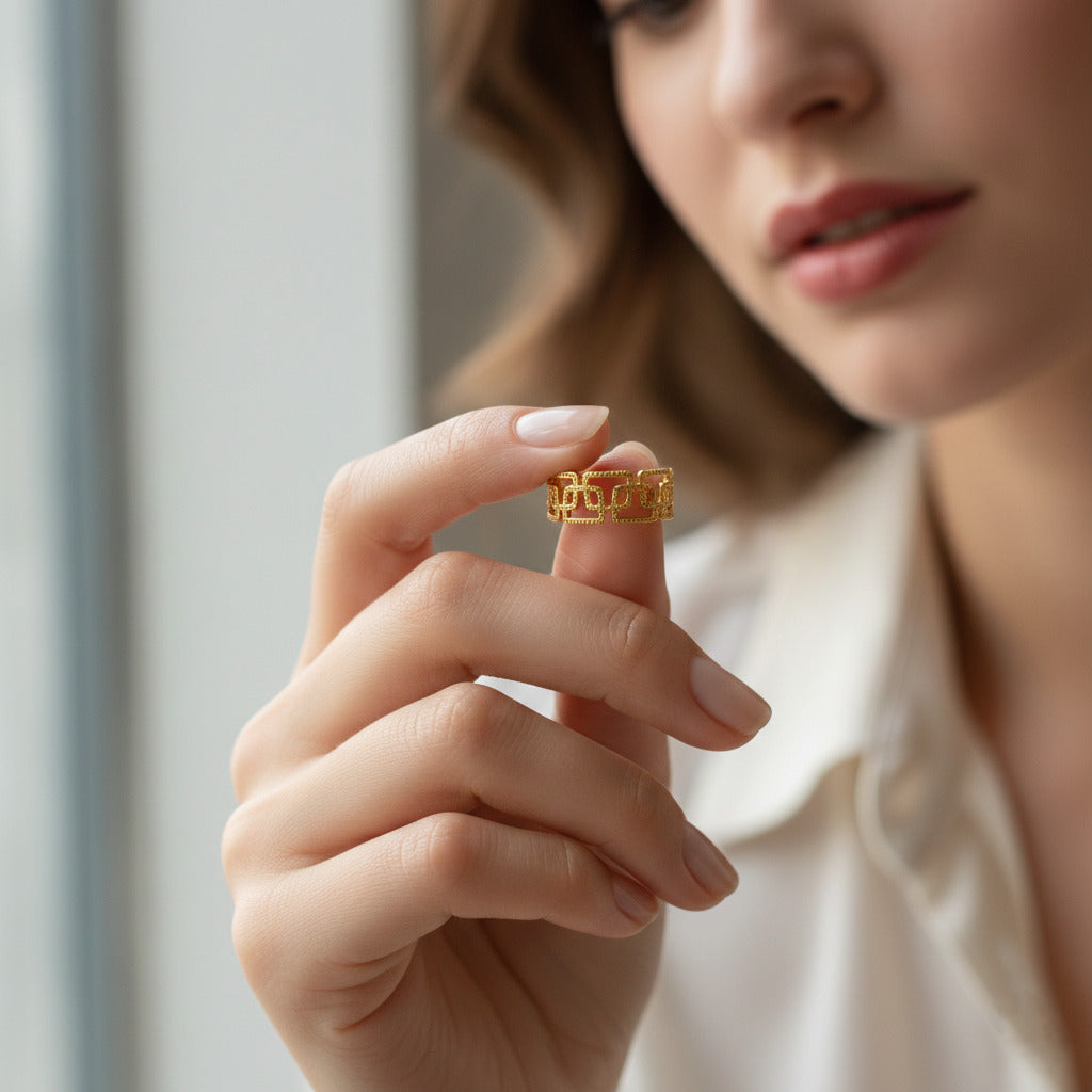 Rectangular Laps Adjustable Ring