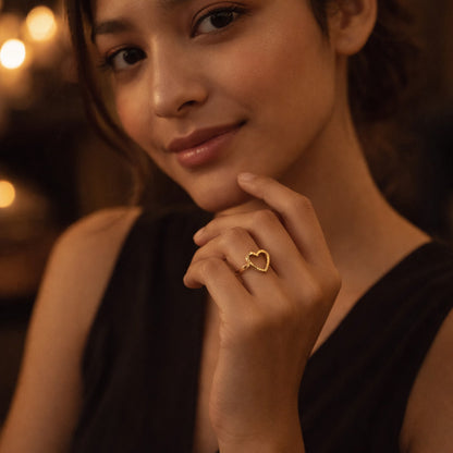 Curvy Heart Adjustable Ring