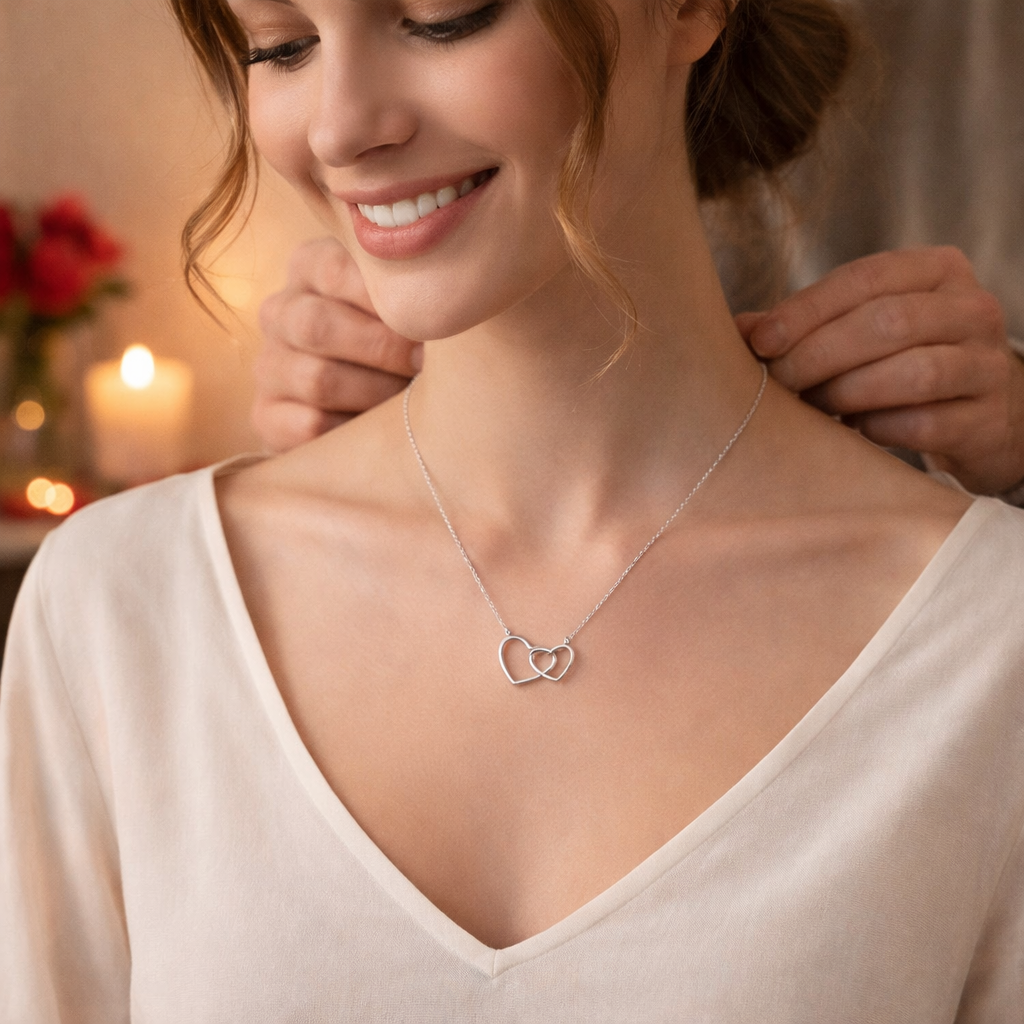 Silver Double Heart Necklace