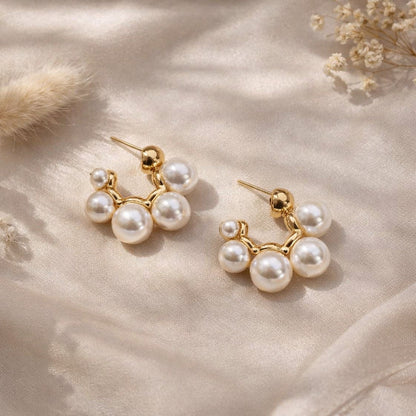 5 Joint Pearl Hoop Earrings