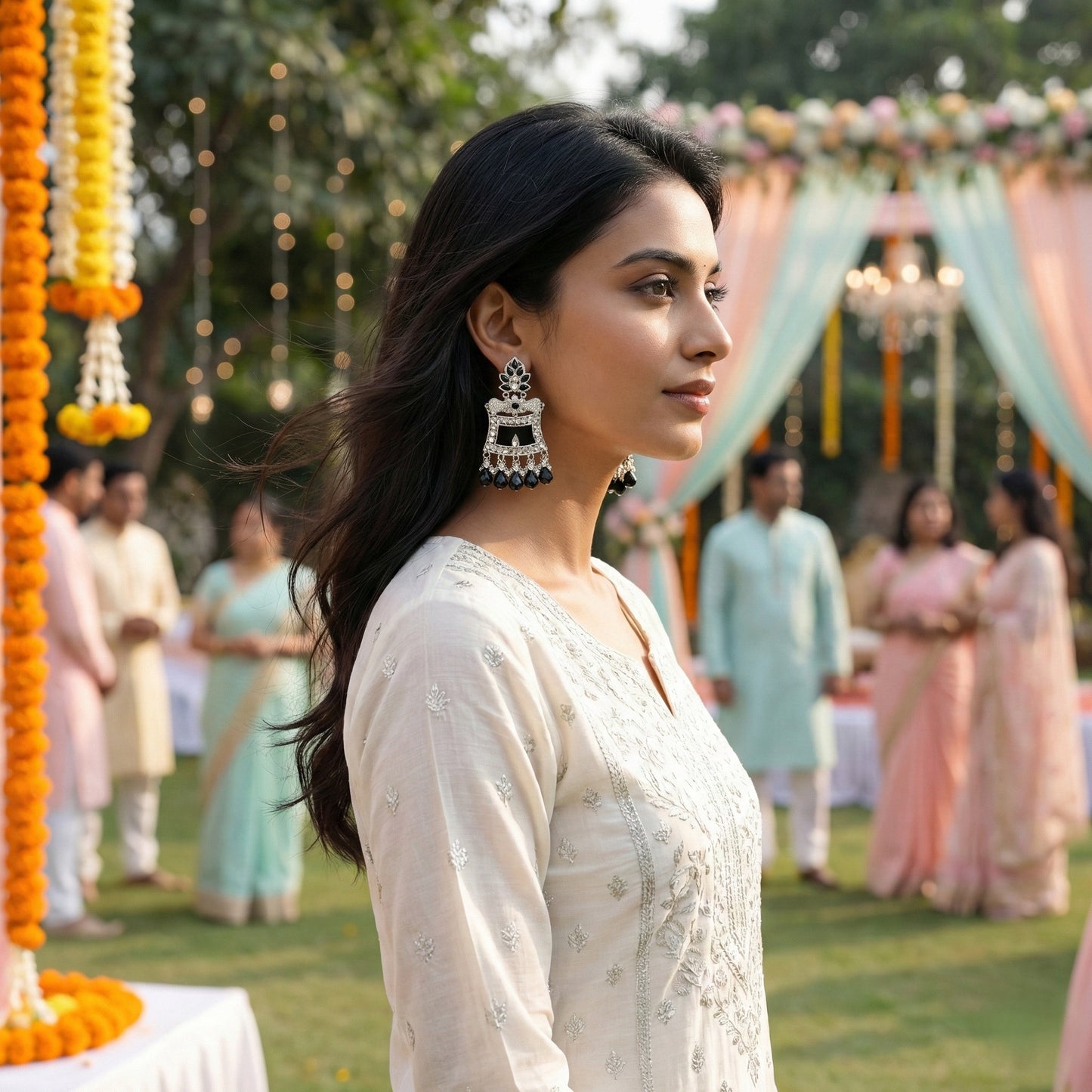 Black Jhumki Traditional Earrings