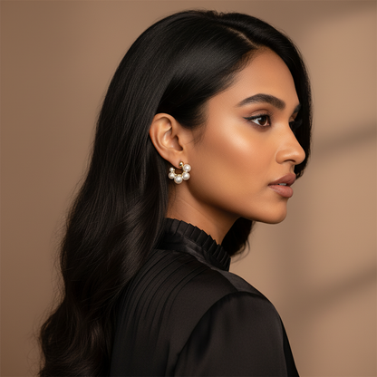 5 Joint Pearl Hoop Earrings