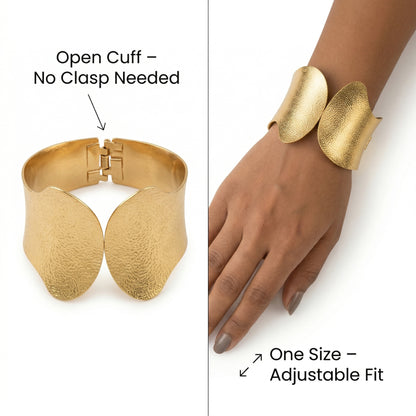 2-in-1 Open Cuff Hammered Bracelet