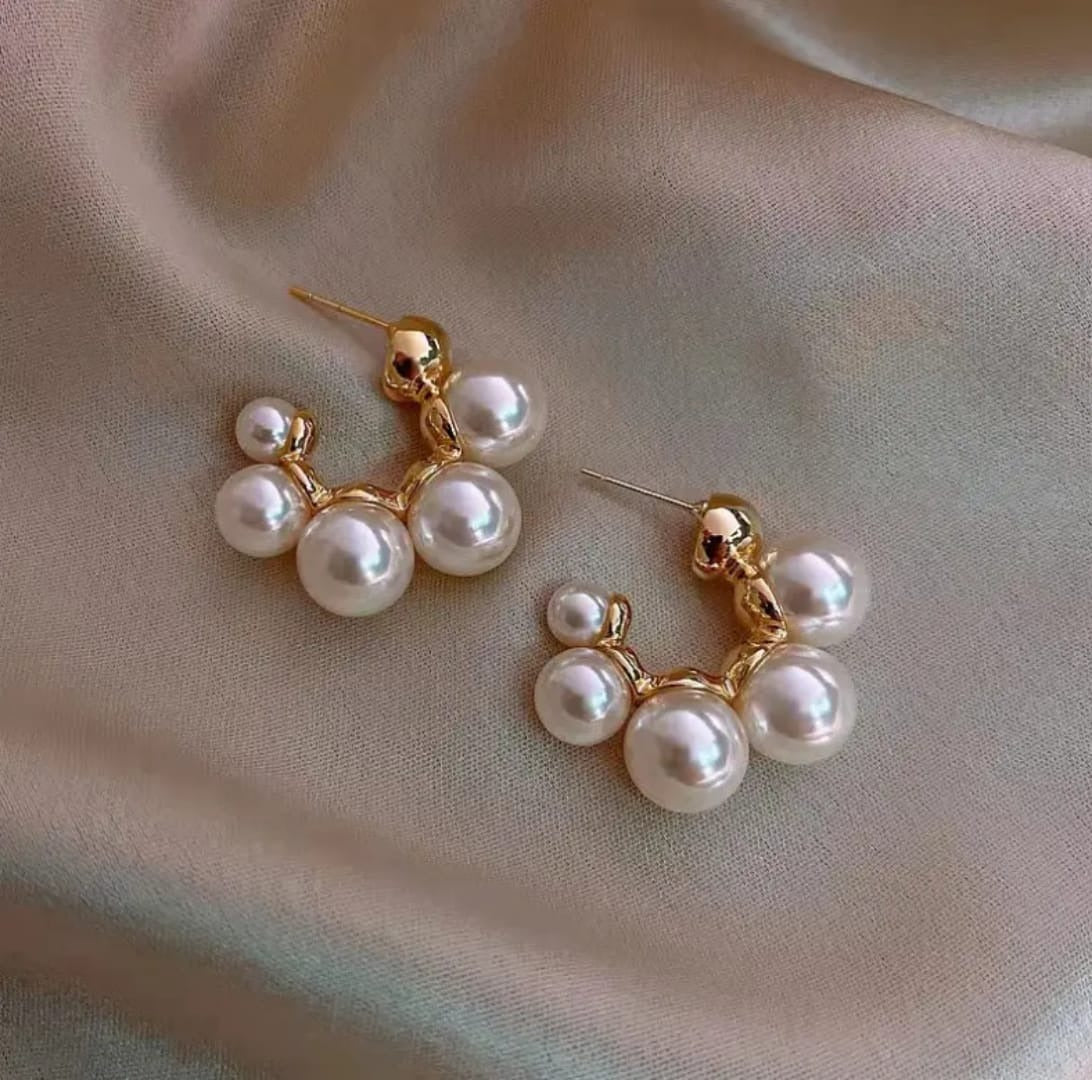 5 Joint Pearl Hoop Earrings