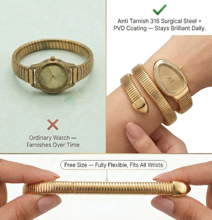 Snake Wrap Watch Gold Dial