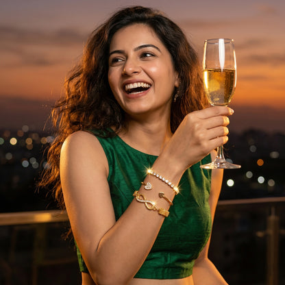 Gold Plated Infinity Bracelet Stack Combo of 3