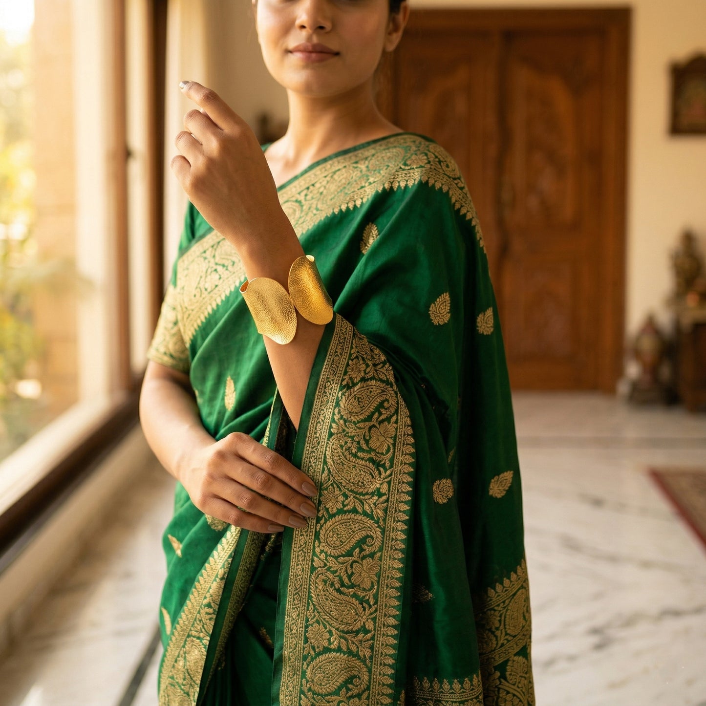 2-in-1 Open Cuff Hammered Bracelet