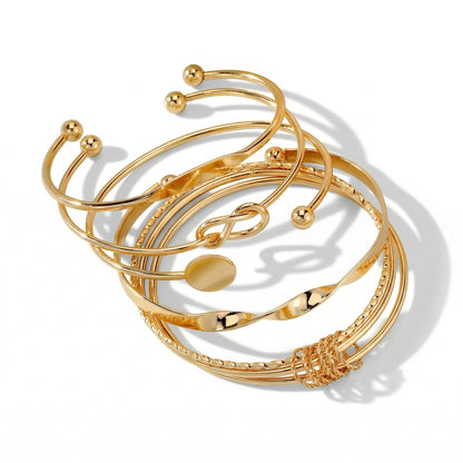 Gold Plated Bangle Bracelet Stack Combo of 5