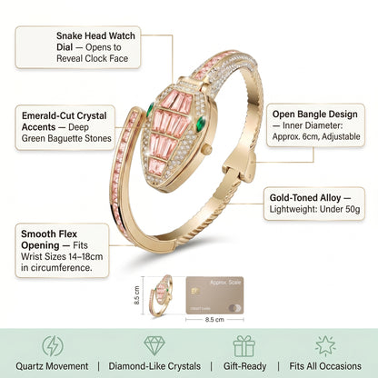 Pink Bracelet Snake Watch Suitable for Medium Wrists