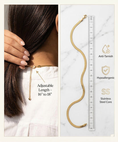 Herringbone Flat Chain Choker Necklace