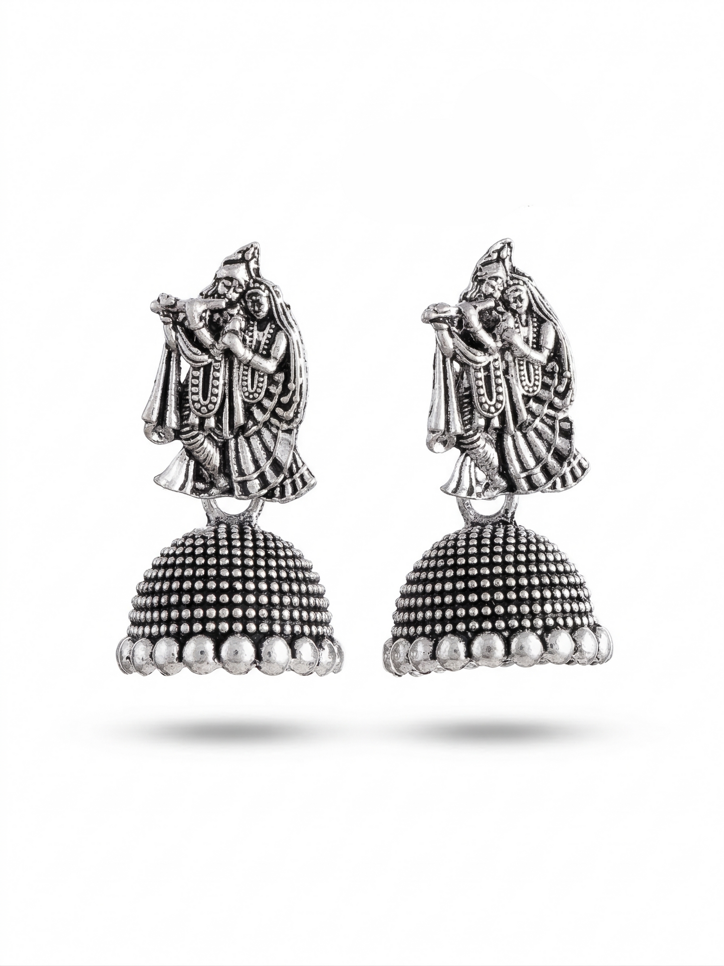 Oxidized Radha Krishna Jhumka Earrings