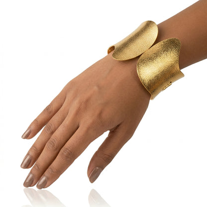 2-in-1 Open Cuff Hammered Bracelet