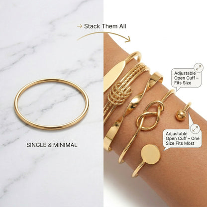 Gold Plated Bangle Bracelet Stack Combo of 5