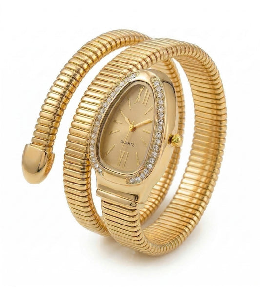 Snake Wrap Watch Gold Dial