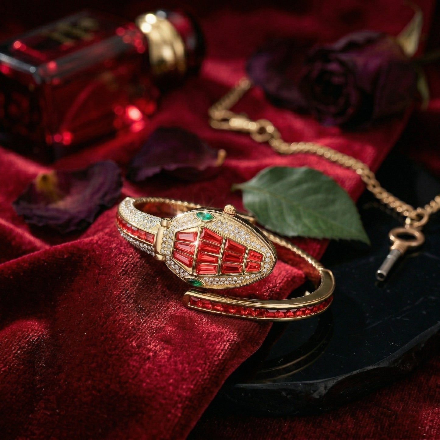 Red Bracelet Snake Watch Suitable for Medium Wrists