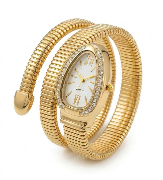 Snake Wrap Watch White Dial