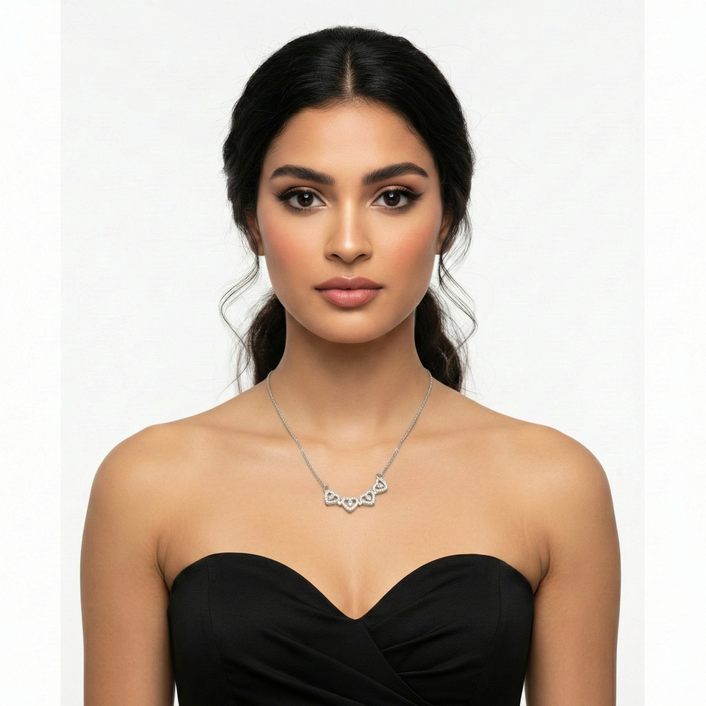 Convertible Heart Cluster Necklace - Silver