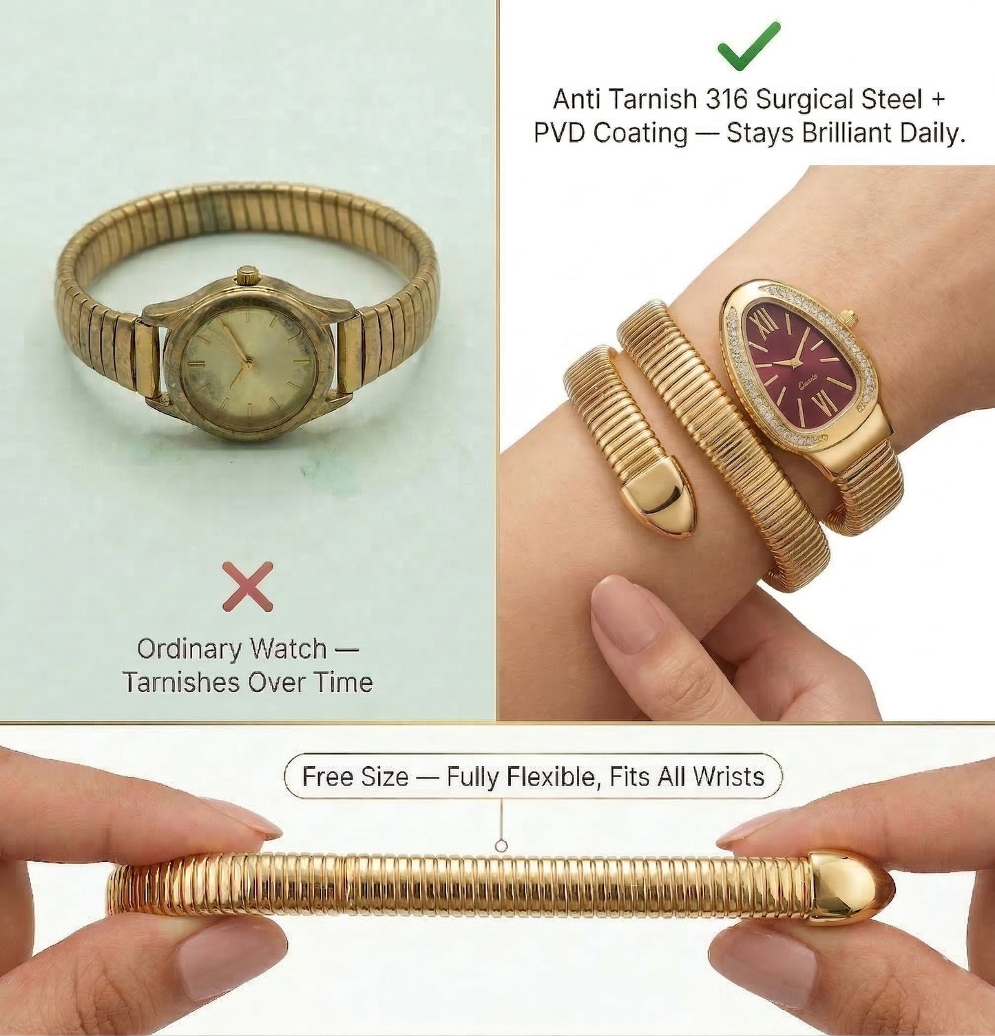 Snake Wrap Watch Maroon Dial