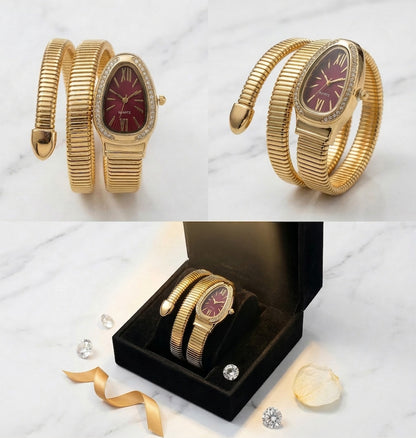 Snake Wrap Watch Maroon Dial