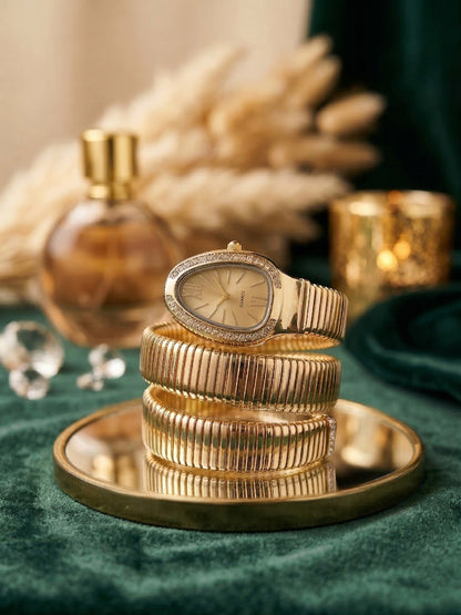 Snake Wrap Watch Gold Dial