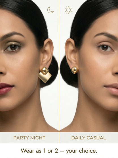 Convertible Geometric Design Earrings