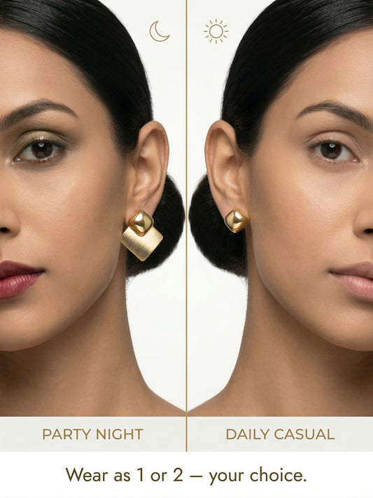 Convertible Geometric Design Earrings