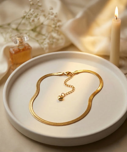 Herringbone Flat Chain Choker Necklace