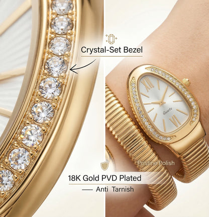 Snake Wrap Watch White Dial