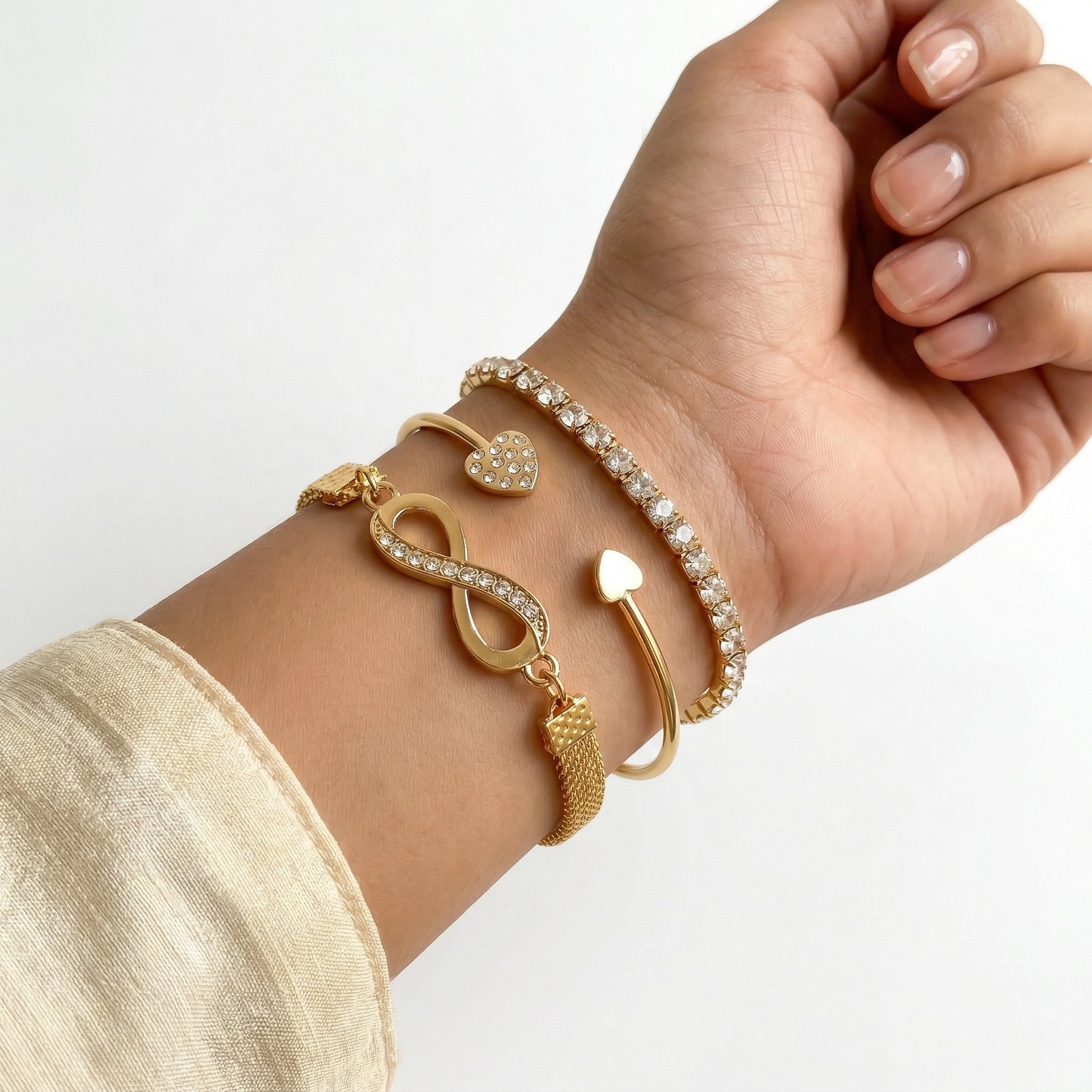 Gold Plated Infinity Bracelet Stack Combo of 3