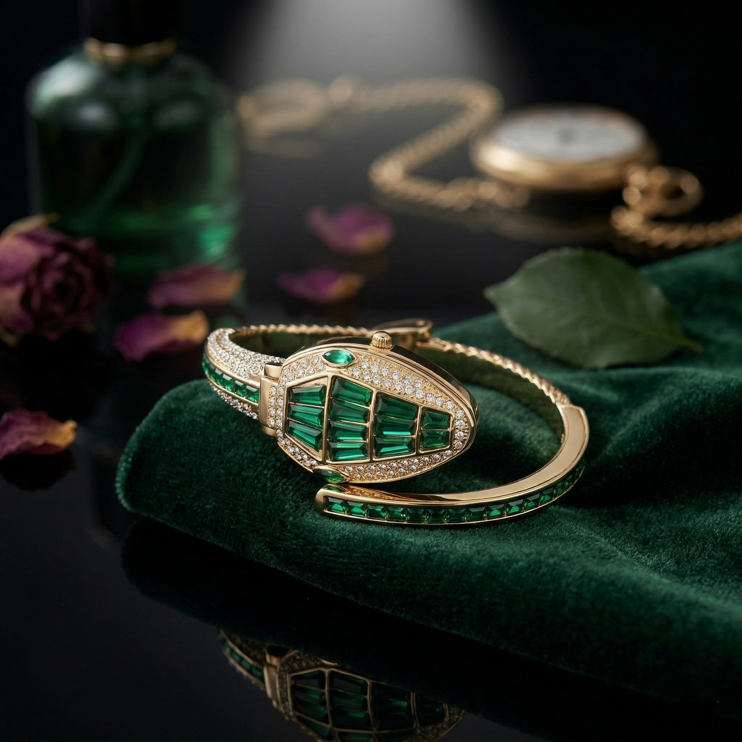 Green Bracelet Snake Watch Suitable for Medium Wrists