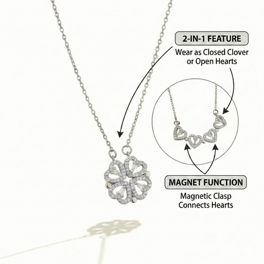 Convertible Heart Cluster Necklace - Silver