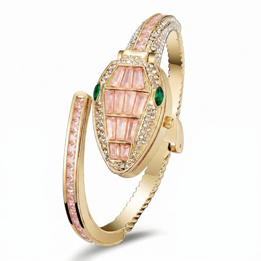 Pink Bracelet Snake Watch Suitable for Medium Wrists