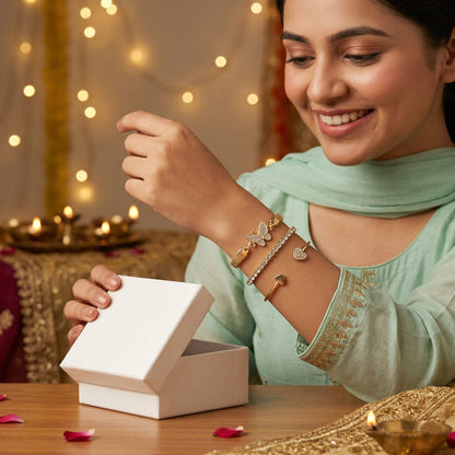 Gold Plated Butterfly Bracelet Stack Combo of 3