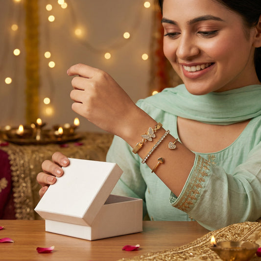 Gold Plated Butterfly Bracelet Stack Combo of 3