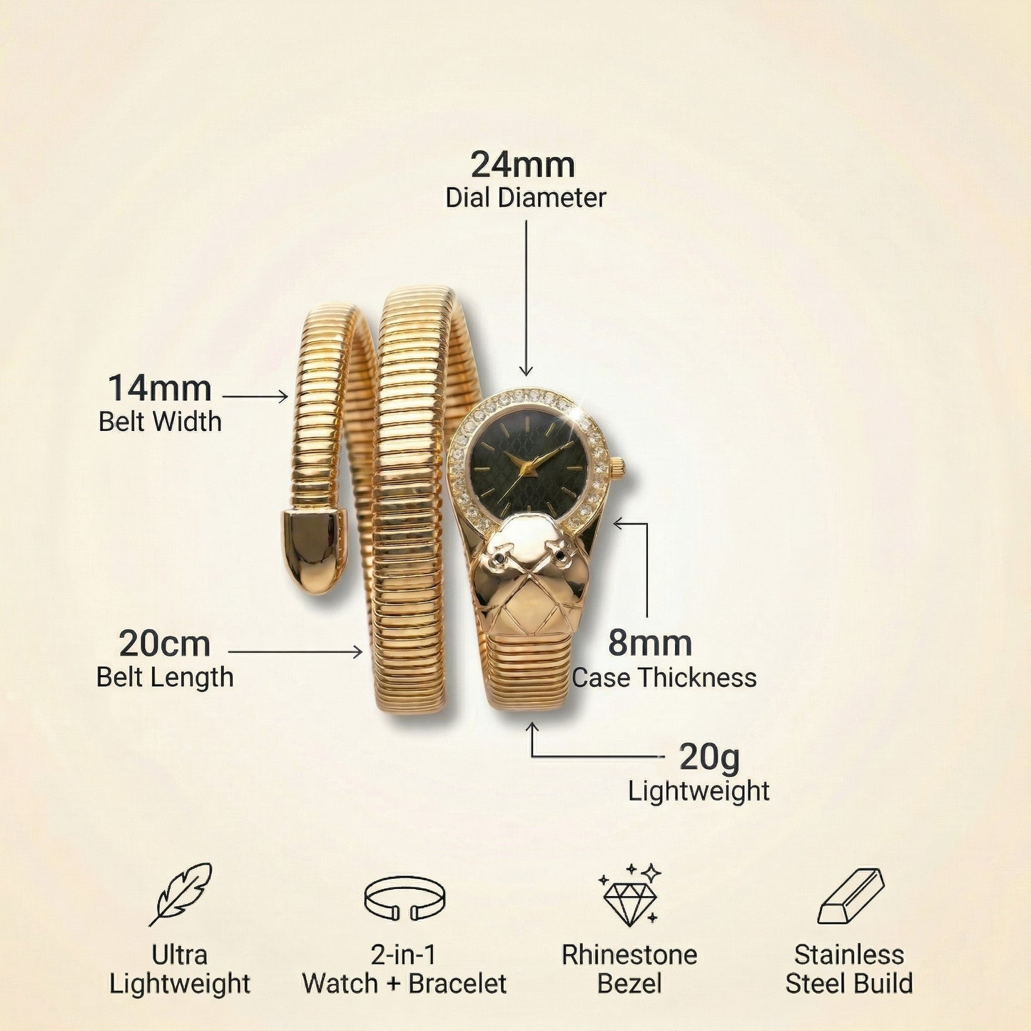 Serpenti Black Dial Watch