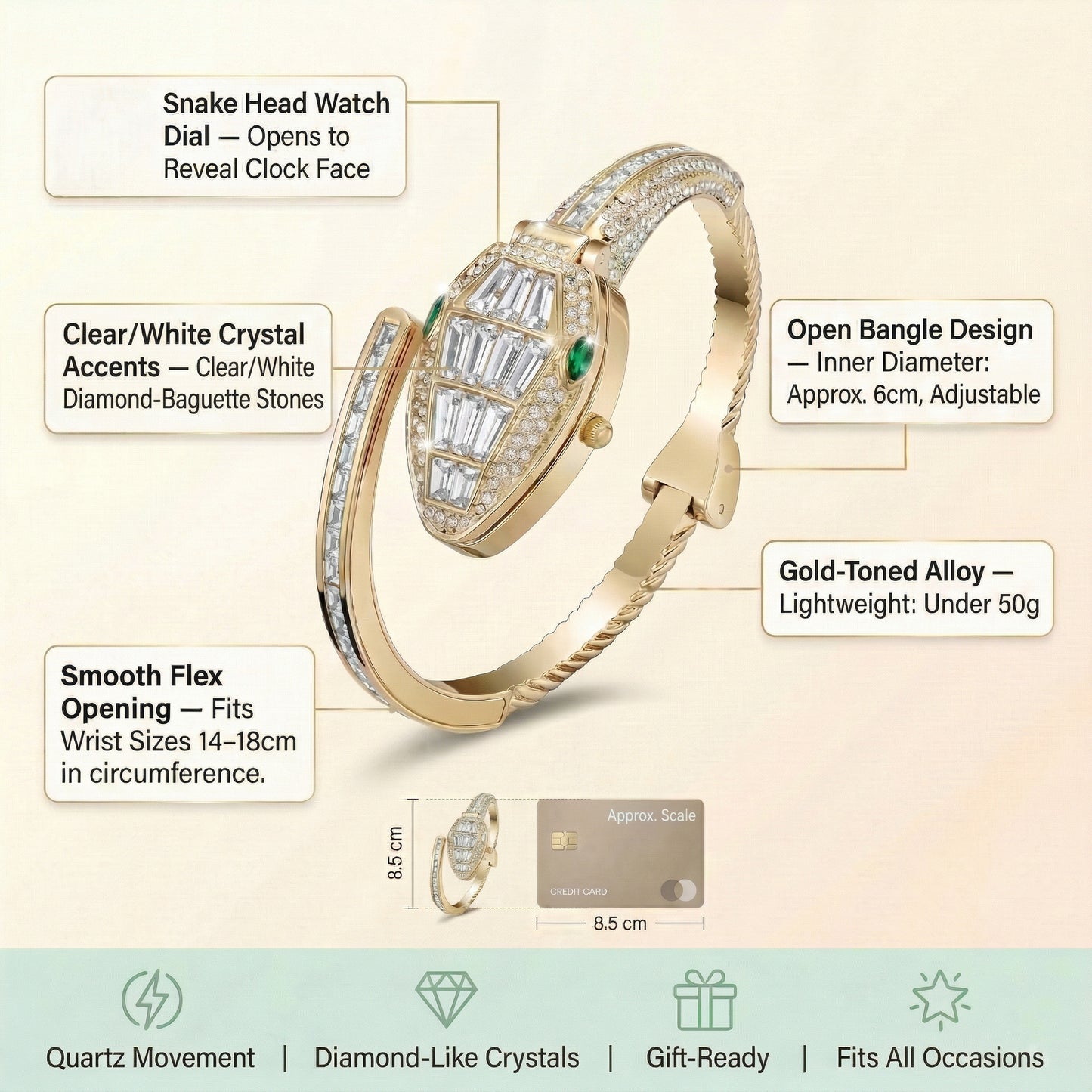 White Bracelet Snake Watch Suitable for Medium Wrists