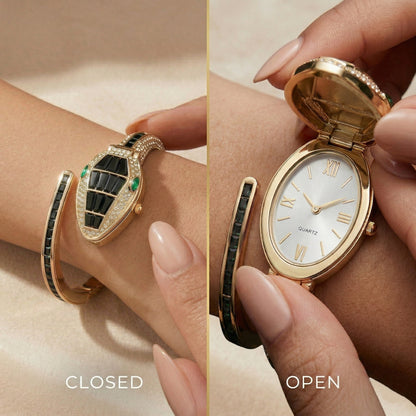 Black Bracelet Snake Watch Suitable for Medium Wrists