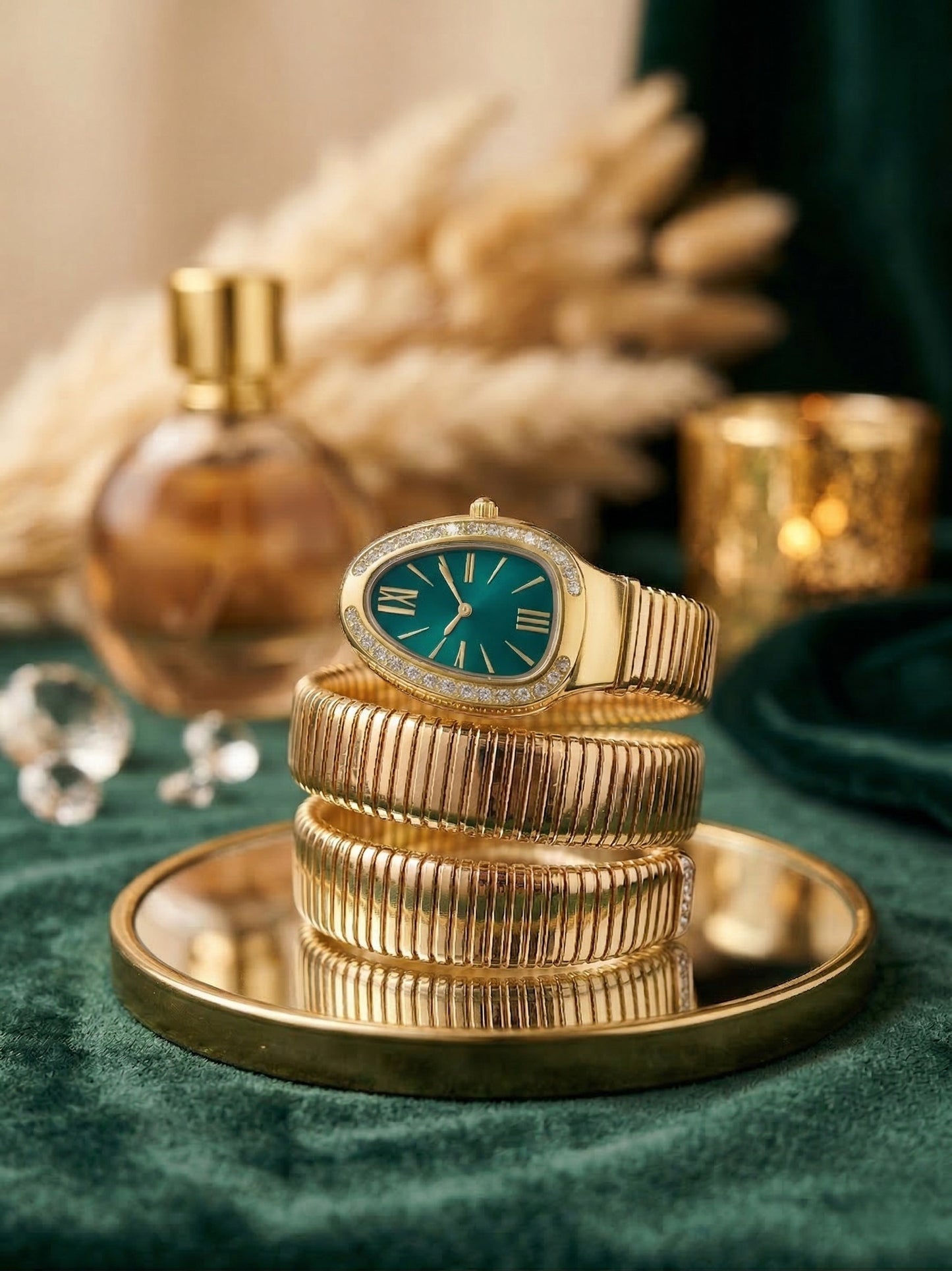 Snake Wrap Watch Green Dial