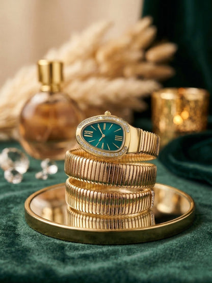 Snake Wrap Watch Green Dial