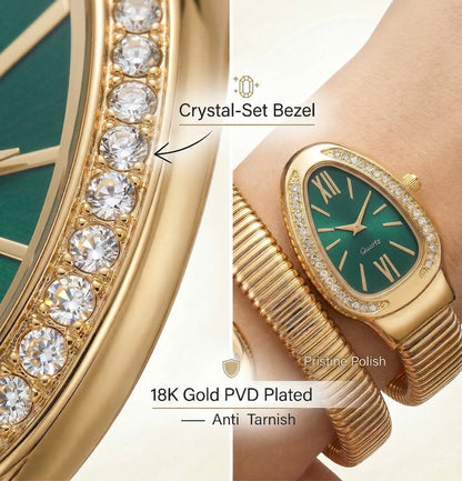 Snake Wrap Watch Green Dial